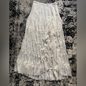 Free People Chevron Ruffle Slit Maxi Skirt